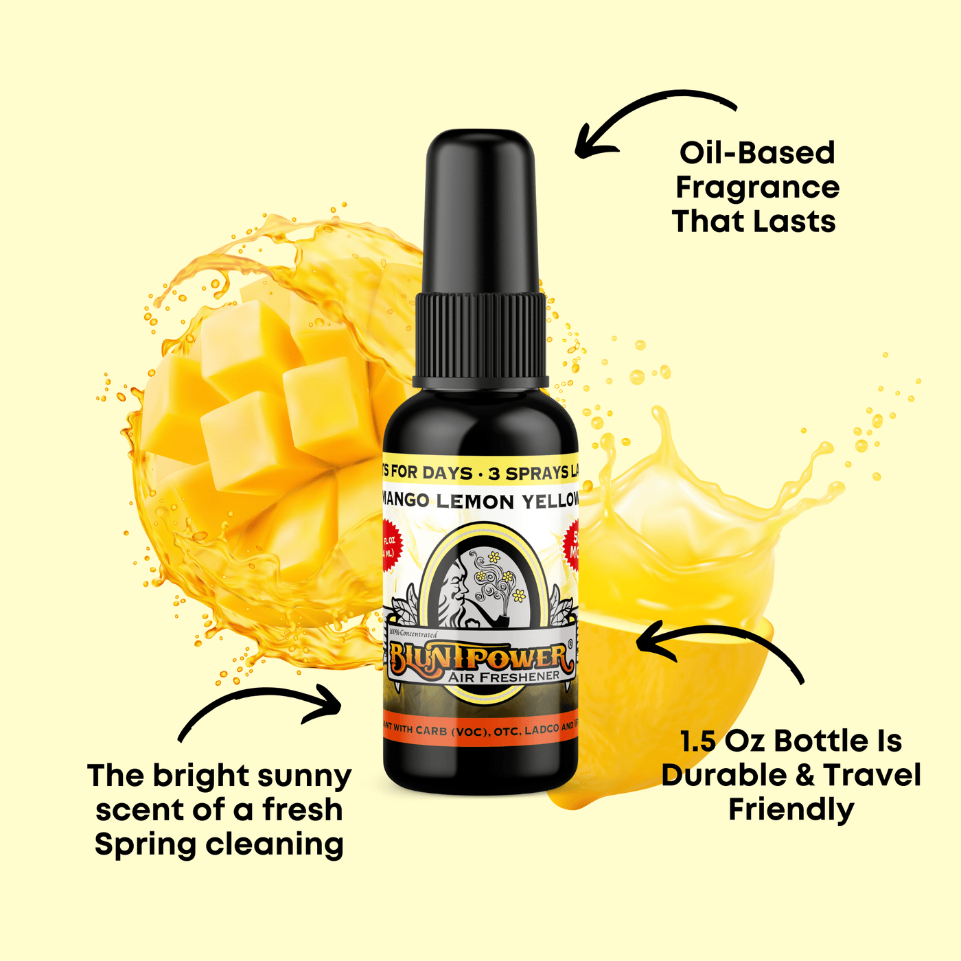 Mango Lemon Yellow Air Freshener Spray - BluntPower Air Freshener