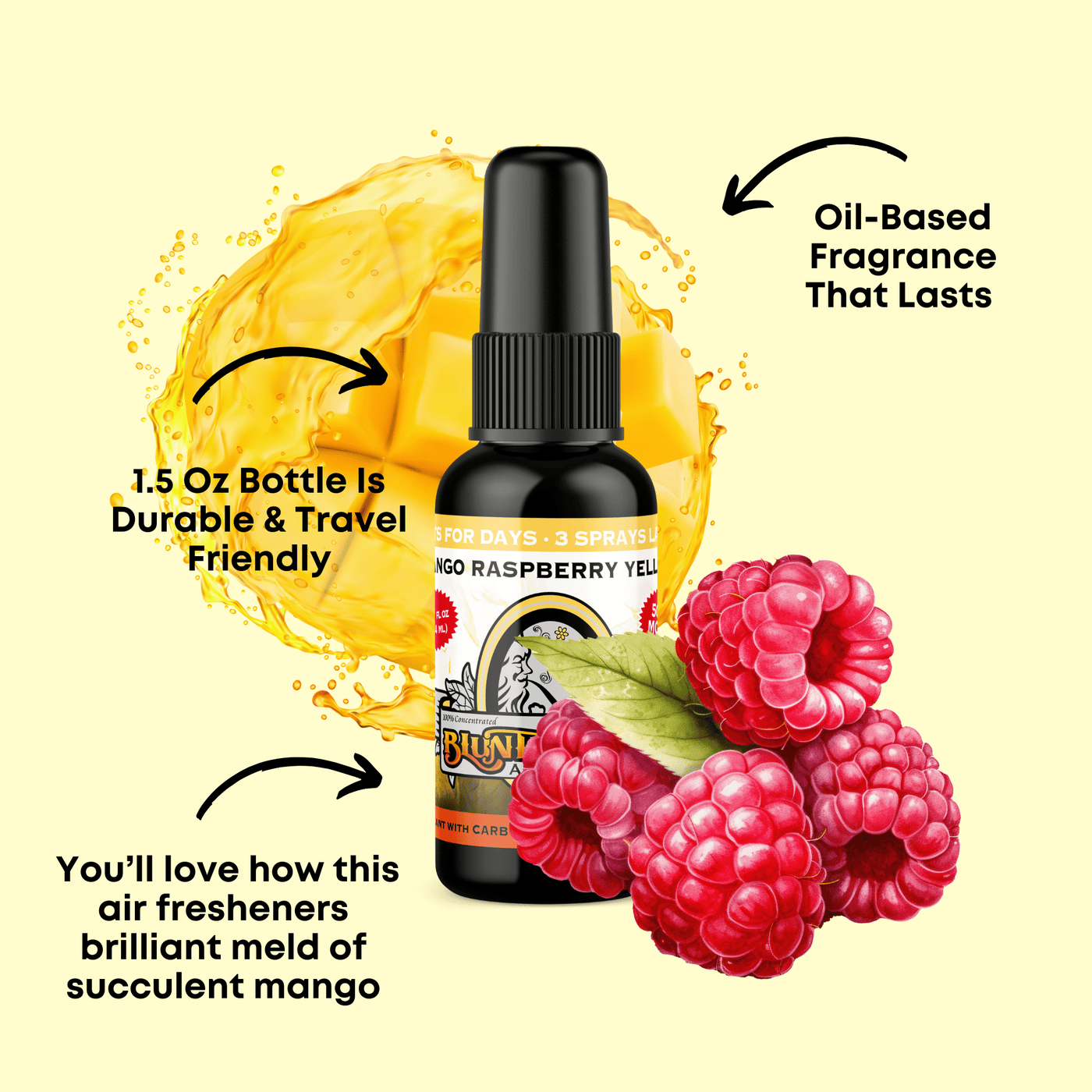 Mango Raspberry Yellow Air Freshener Spray - BluntPower Air Freshener