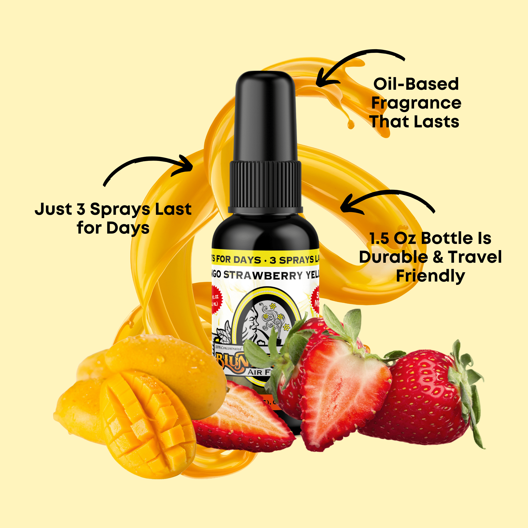 Mango Strawberry Yellow Air Freshener Spray - BluntPower Air Freshener