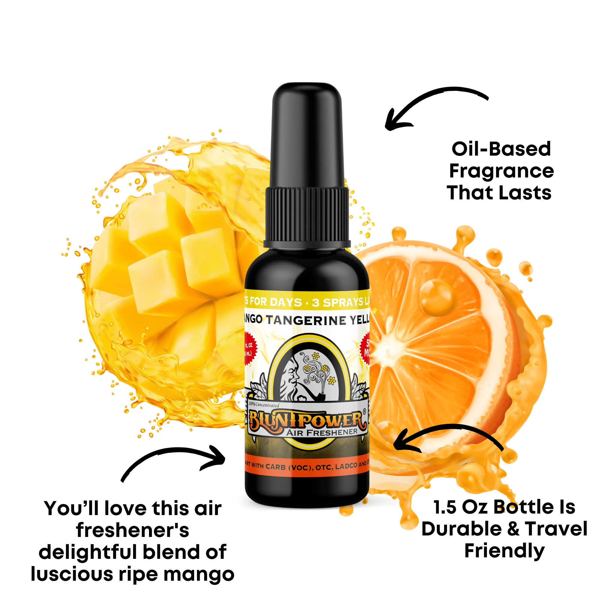 Mango Tangerine Yellow Air Freshener Spray - BluntPower Air Freshener