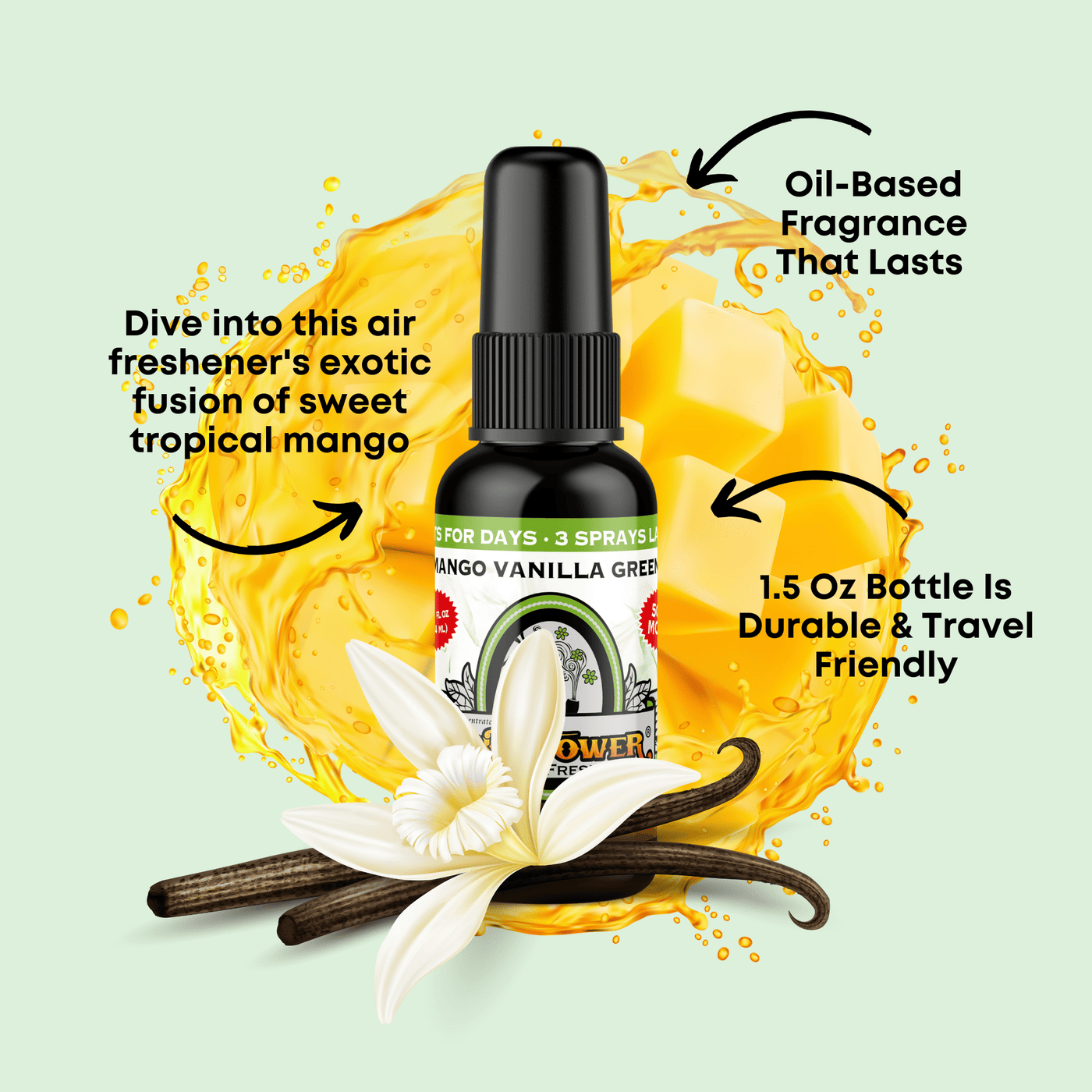 Mango Vanilla Green Air Freshener Spray - BluntPower Air Freshener