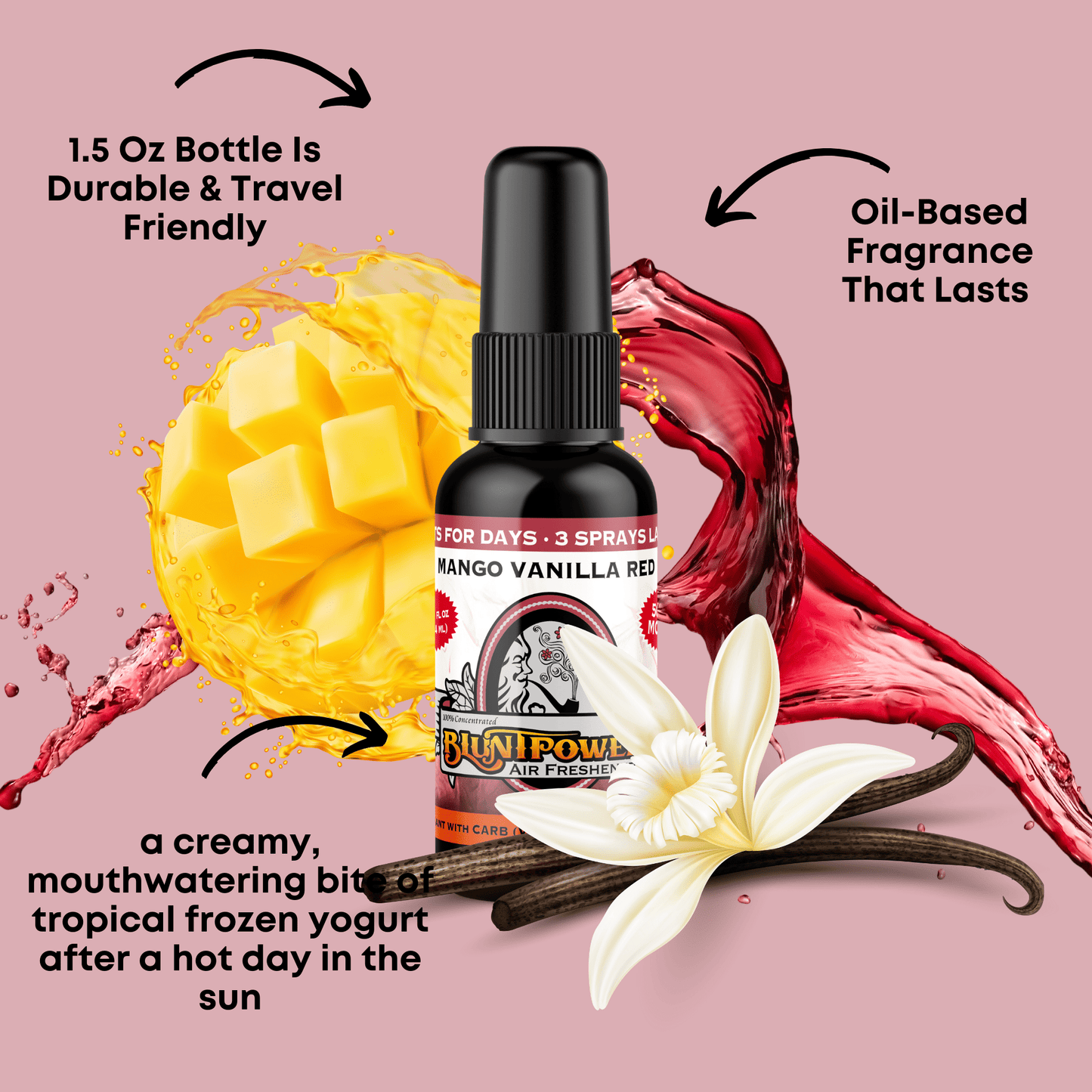 Mango Vanilla Red Air Freshener Spray - BluntPower Air Freshener