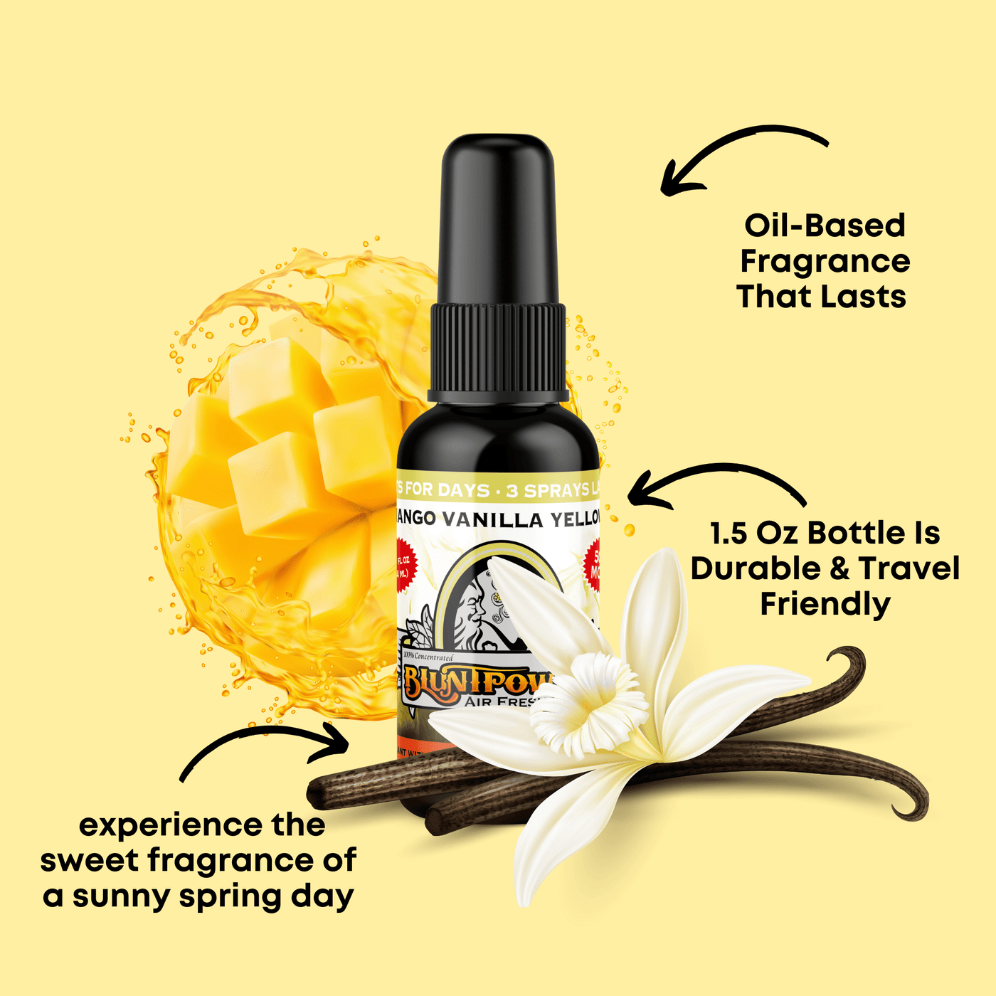 Mango Vanilla Yellow Air Freshener Spray - BluntPower Air Freshener