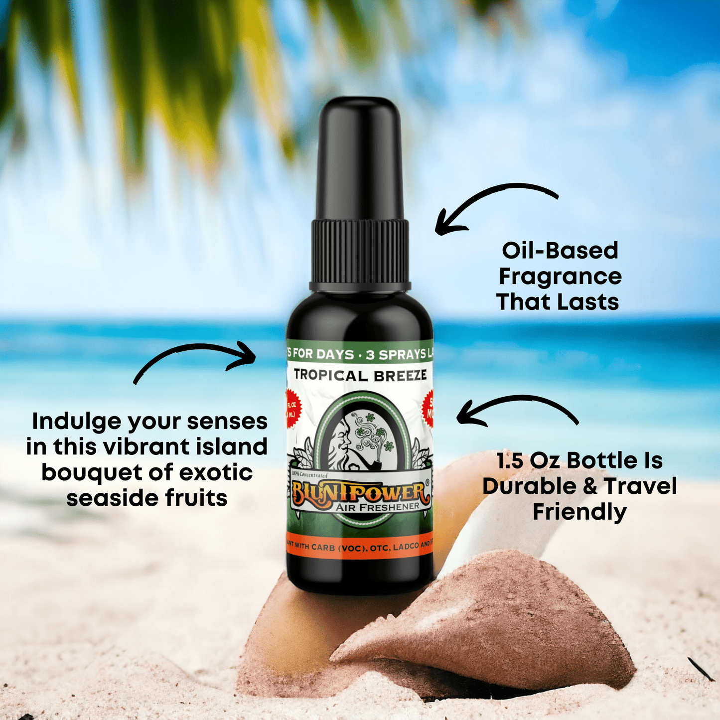 Tropical Breeze Green Air Freshener Spray - BluntPower Air Freshener