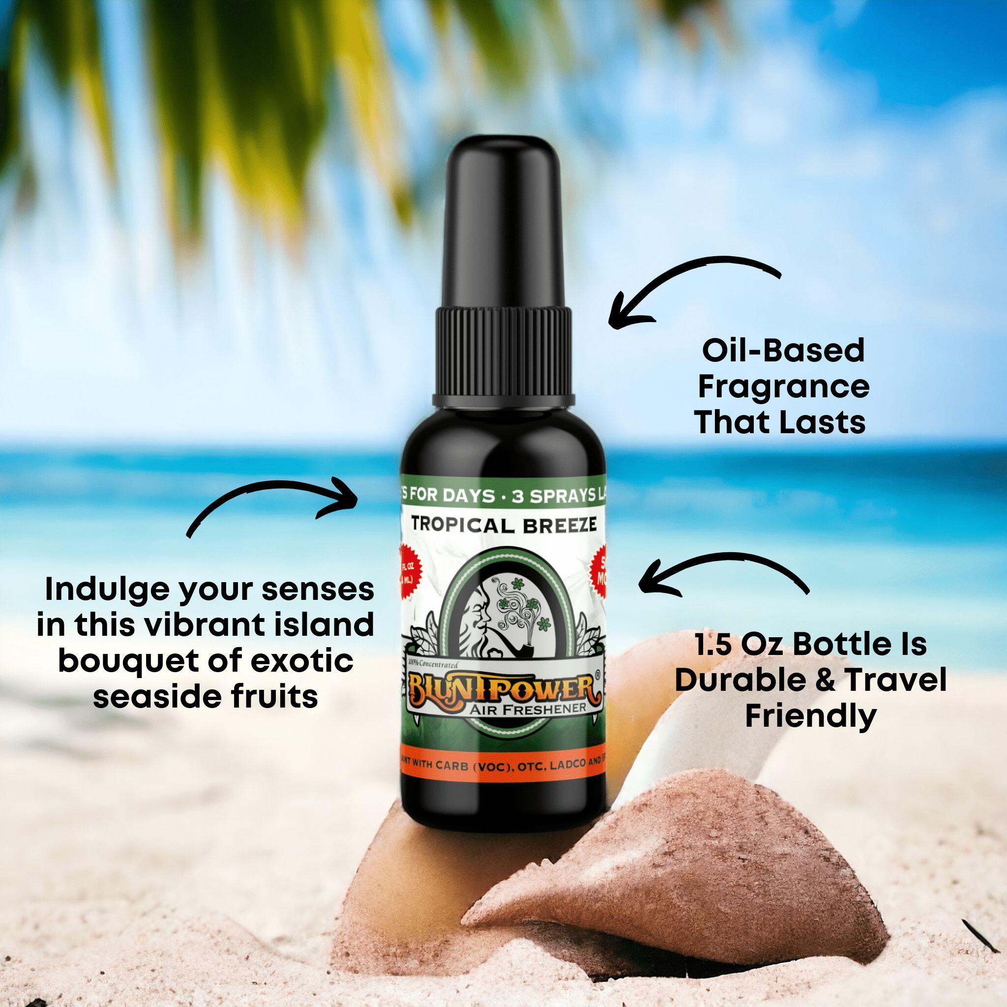 Tropical Breeze Green Air Freshener Spray - BluntPower Air Freshener