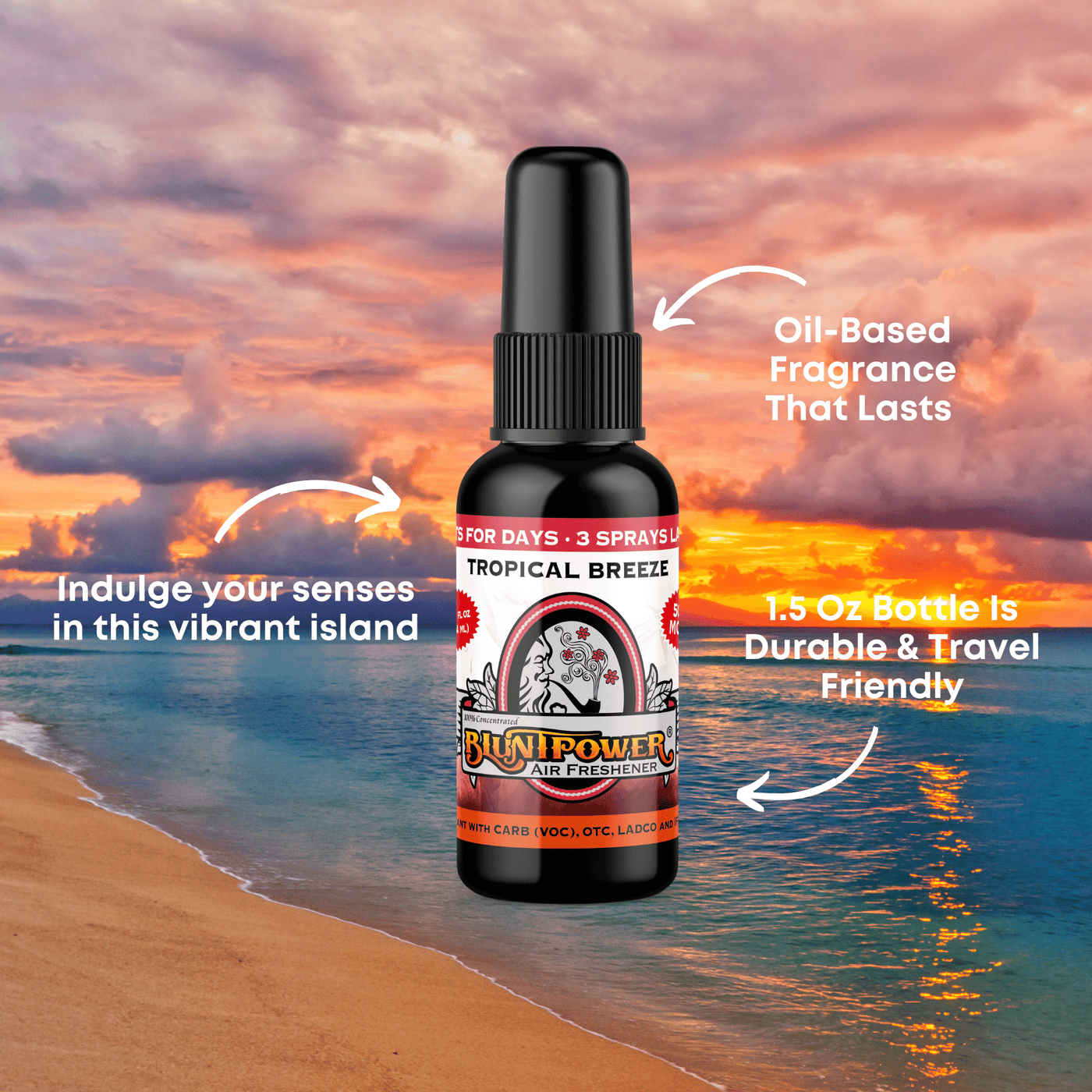 Tropical Breeze Red Air Freshener Spray - BluntPower Air Freshener