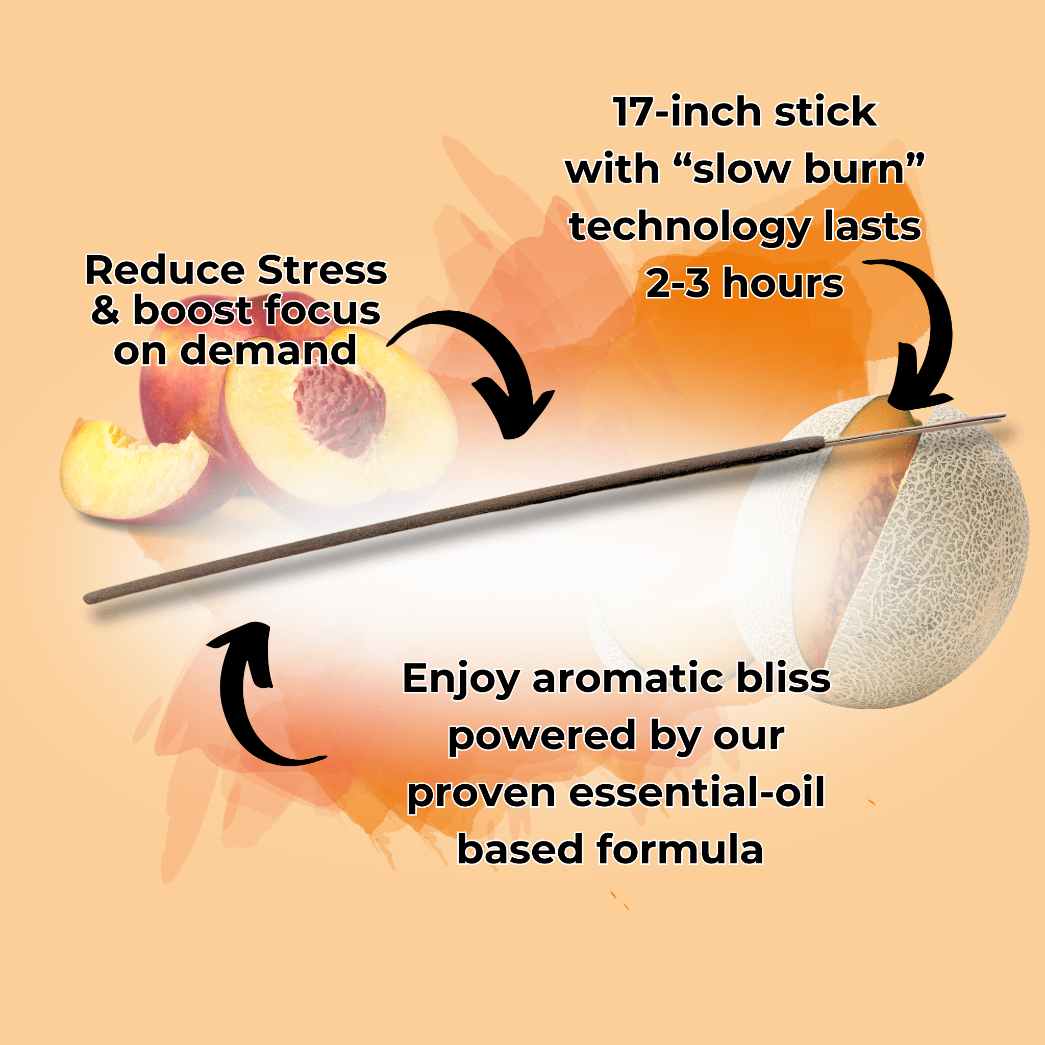 Melon Peach Long Incense Sticks - BluntPower Air Freshener