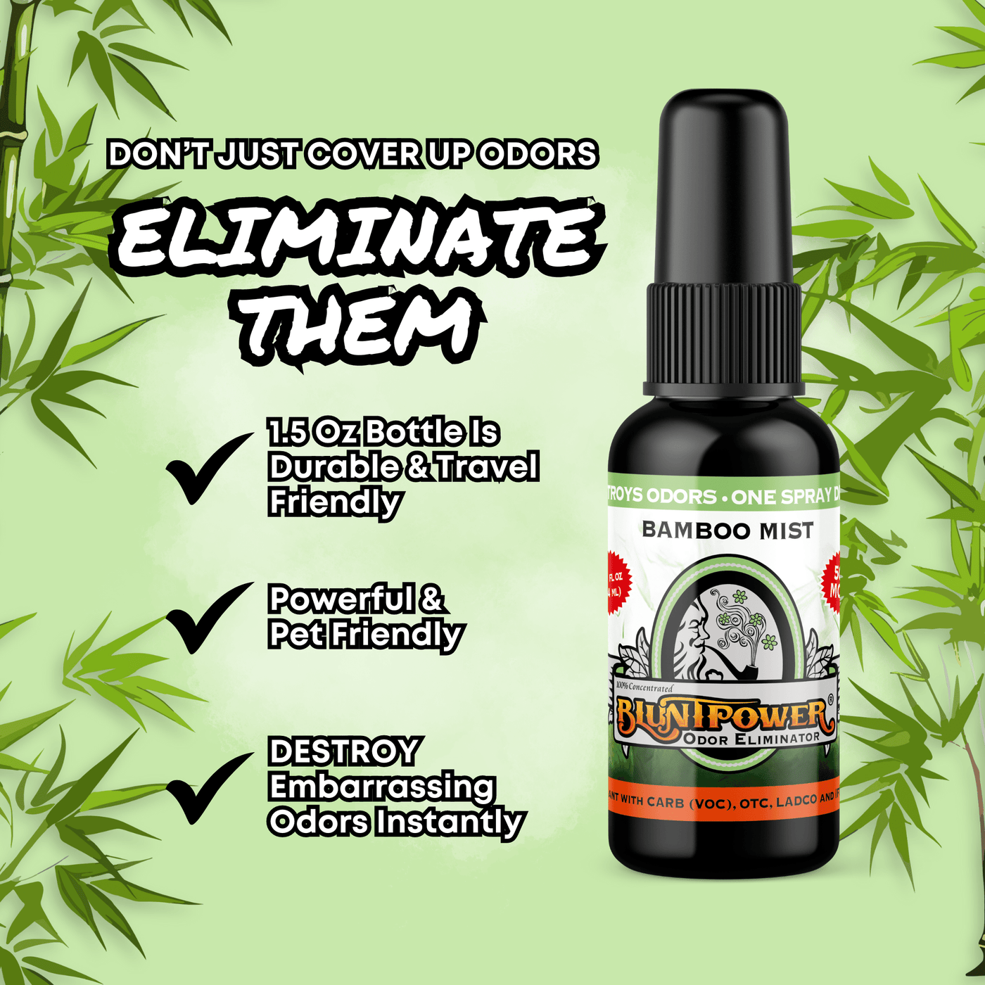 Bamboo Mist Odor Eliminator Spray - BluntPower Air Freshener