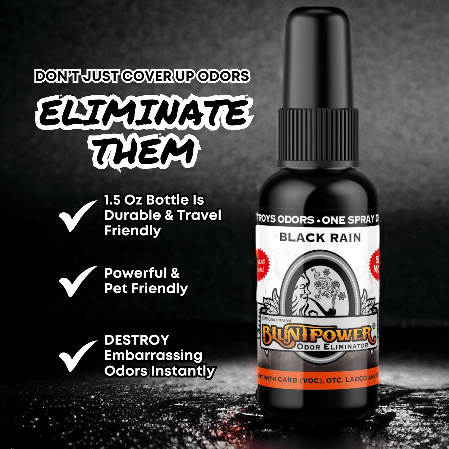 Black Rain Odor Eliminator Spray - BluntPower Air Freshener