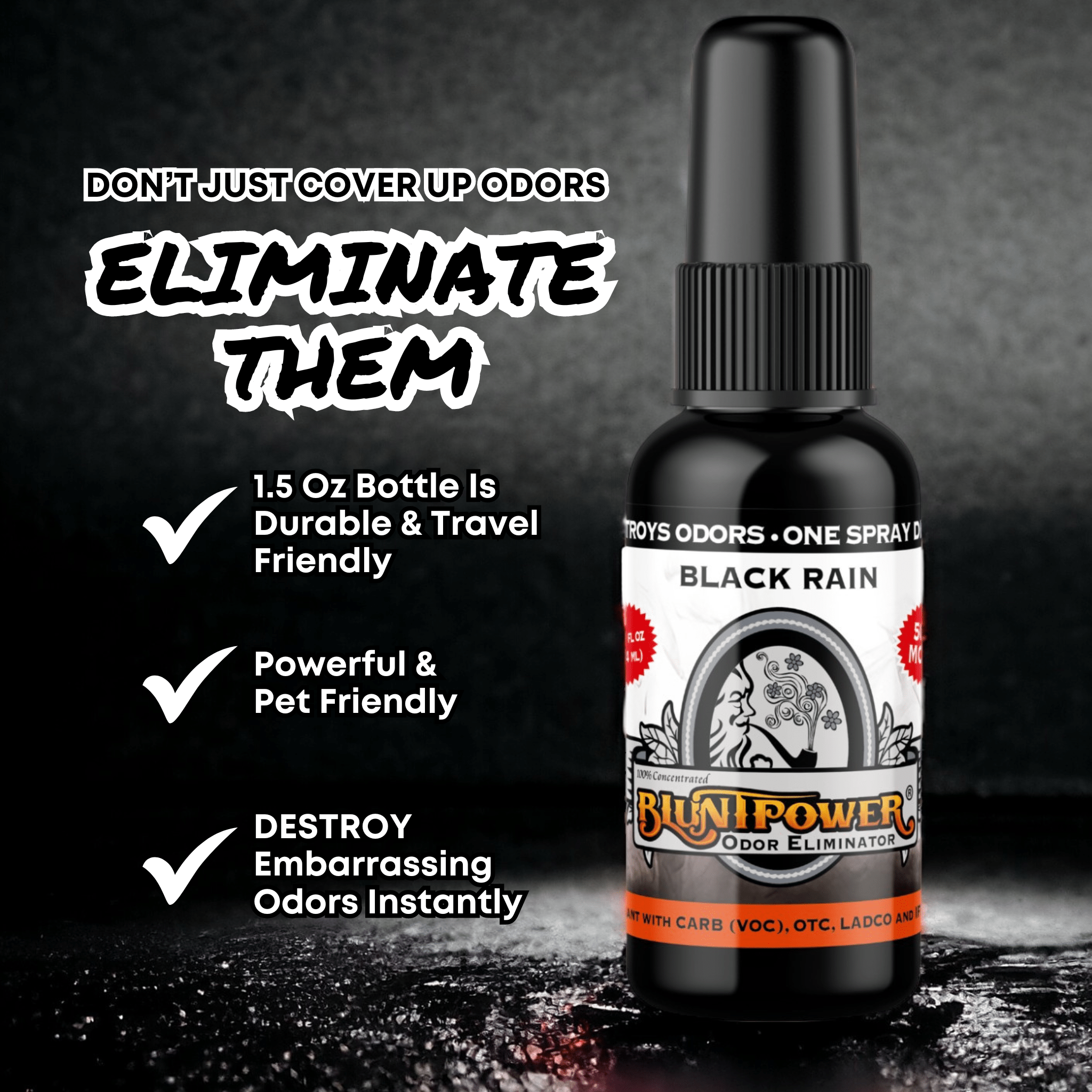 Black Rain Odor Eliminator Spray - BluntPower Air Freshener