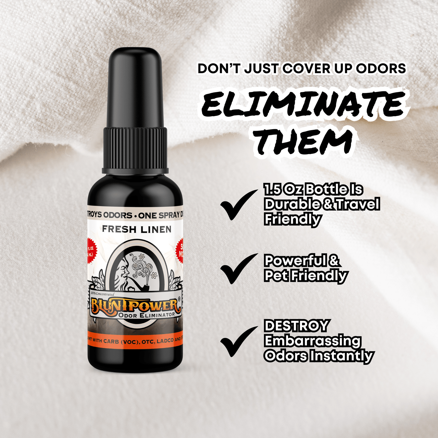 Fresh Linen Odor Eliminator Spray - BluntPower Air Freshener