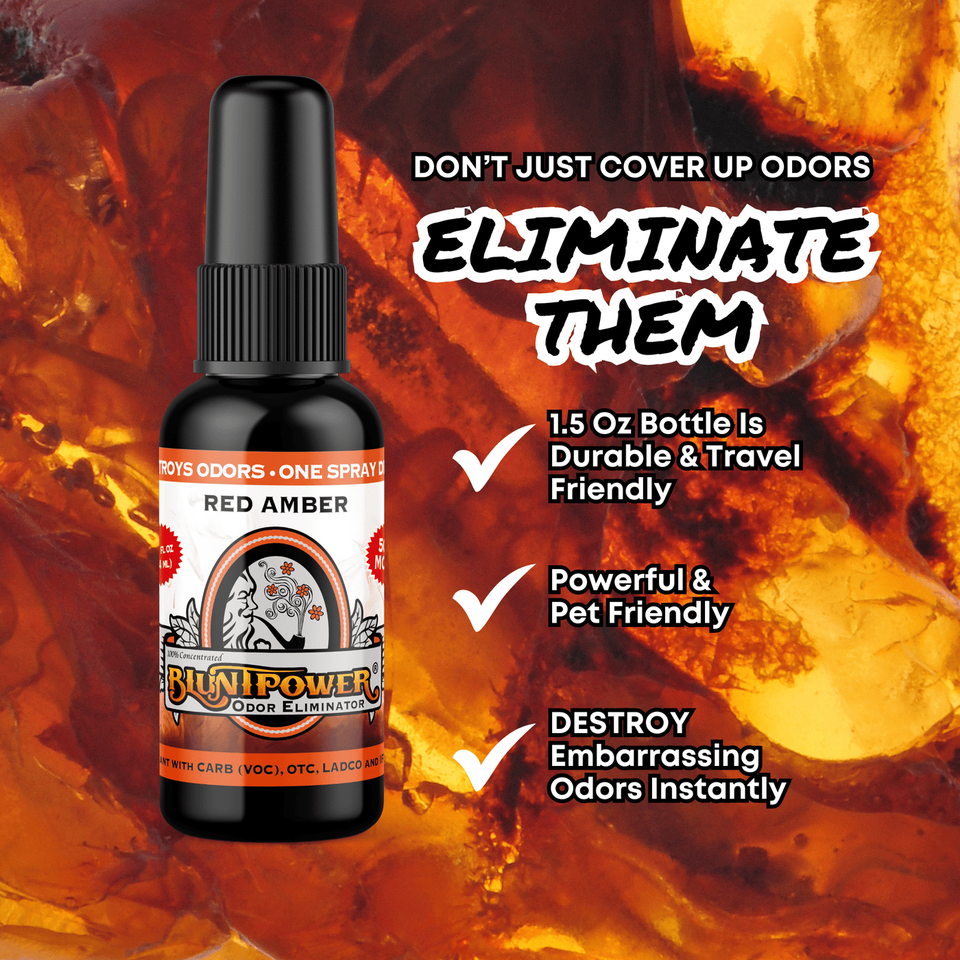 Red Amber Odor Eliminator Spray - BluntPower Air Freshener