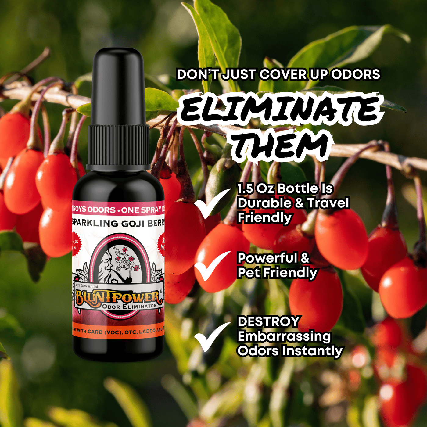 Sparkling Goji Berry Odor Eliminator Spray - BluntPower Air Freshener